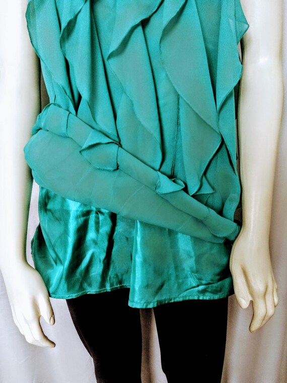 Halter Party Blouse With Ruffles,Emerald Unique R… - image 7