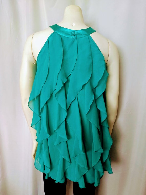 Halter Party Blouse With Ruffles,Emerald Unique R… - image 3