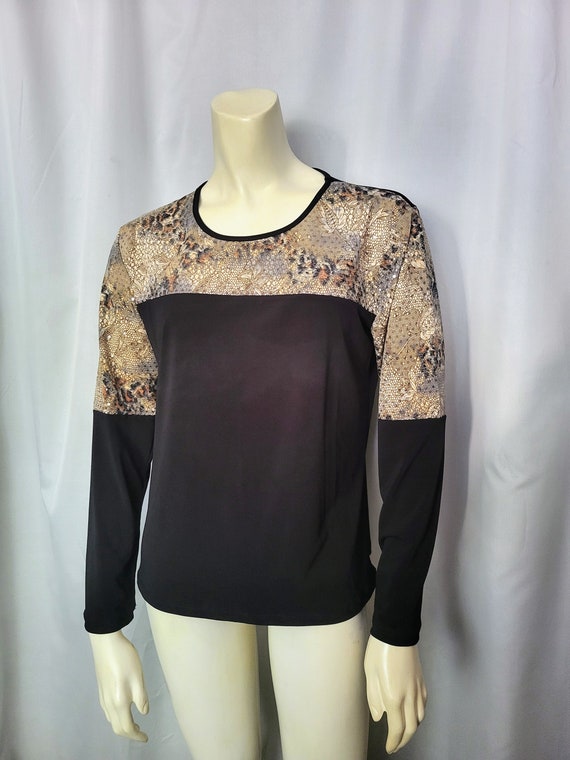 Vintage Femme Pull Soyeux Doux Extensible Noir Habill Taille XL