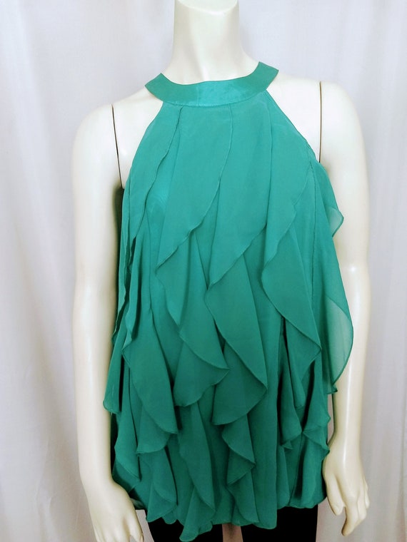 Halter Party Blouse With Ruffles,Emerald Unique R… - image 2