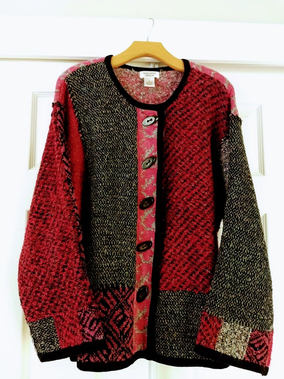 Vtg Size 2X LAURA ASHLEY Cardigan/Multicolor Fall… - image 4