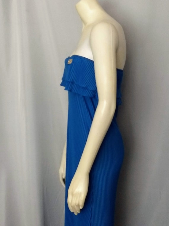 GOOGI Strapless Dress/Designer Summer Dress/Royal… - image 5