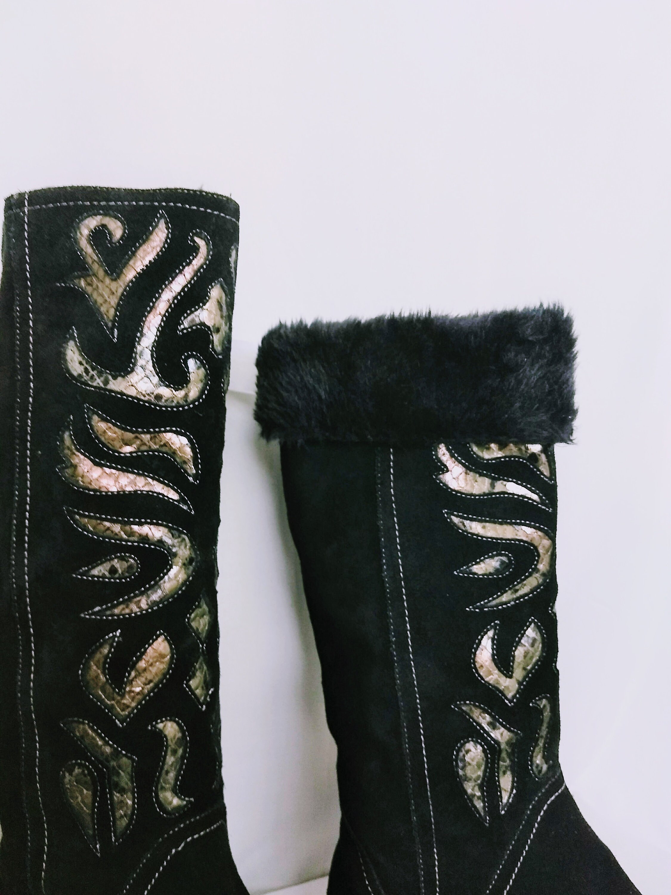 VTG tamaño 10 10 10 Mujer botas negro Slouch botas Winter ante botas botas with Faux Fur Flat negro ante botas Winter botas with Fur Lining,No562 15684a VTG tamaño 10 10 10 Mujer botas negro Slouch botas Winter ante botas botas with Faux Fur Flat negro ante botas Winter botas with Fur Lining,No562 15684a