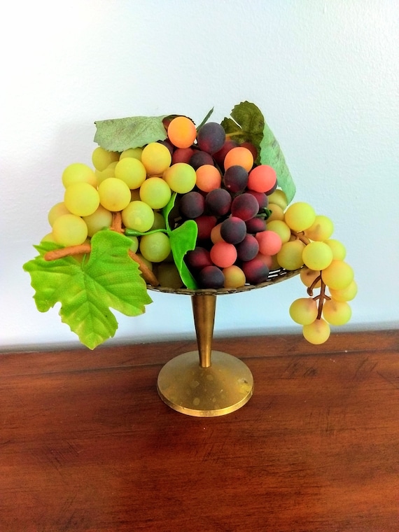 Vintage Set of 2 Plastic Grape Clusters/mid-century Rubber Fake