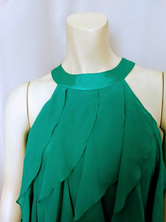 Halter Party Blouse With Ruffles,Emerald Unique R… - image 4