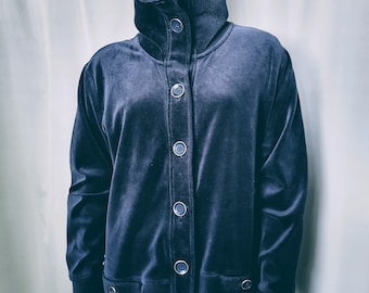 Cotton KAREN SCOTT Track Jacket/Vintage Super Soft Comfy Sweat Sport Bottom Up Collared Two Pockets Designer Jacket/Gift Idea/Size L-XL/N741