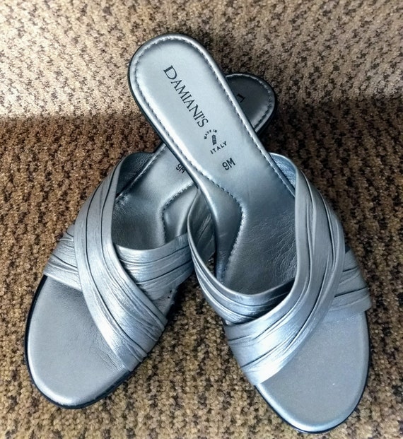 ITALIAN DAMIANIS  Slides Wedge Shoes/Summer Silve… - image 4