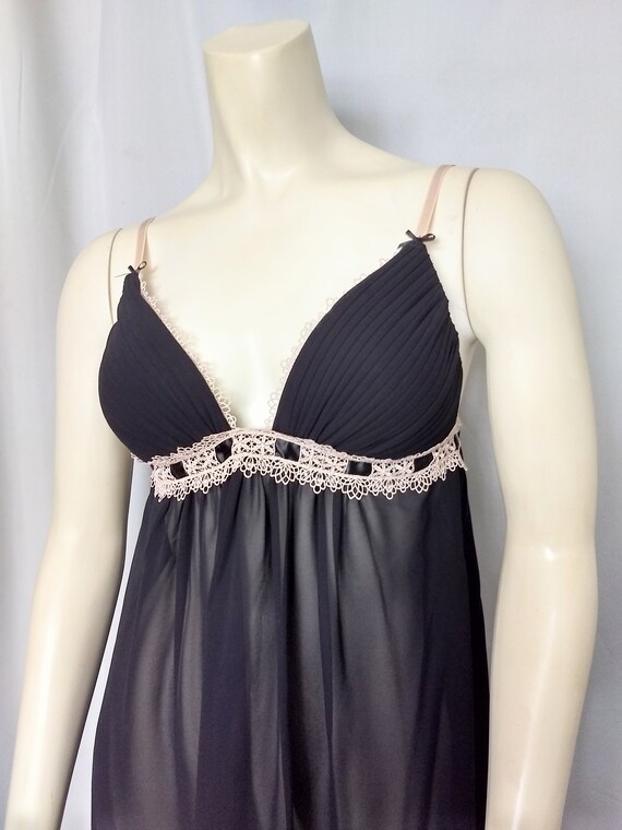 LINEA DONATELLA Black Baby Doll Short Nightgown/sheer Sexy Push-up Bra  Lingerie Sexy Teddy Nightwear With Lace Décor/gift Idea/size M/no444 
