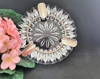 Cinzeiro Vintage com Inserto Removível de Aço Inoxidável Porta-cigarros Chumbo Pesado Cristal Transparente Redondo Colecionável Decoração para Casa Tabaciana/252