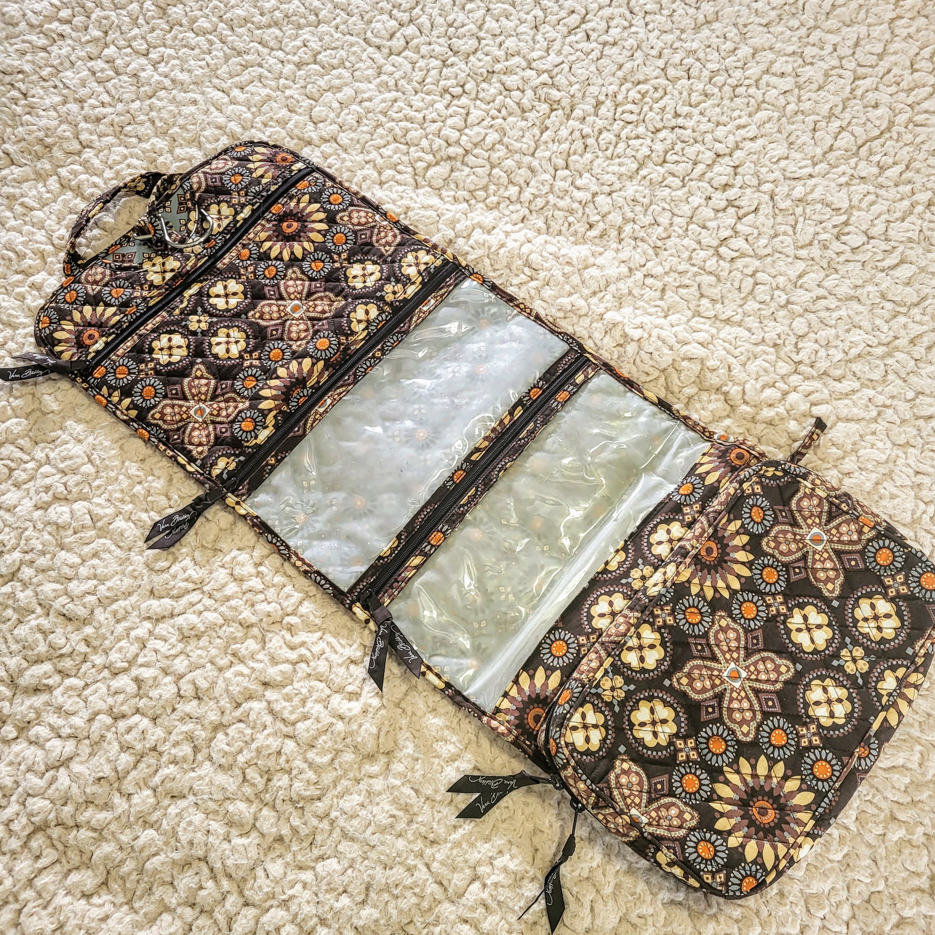 VERA BRADLEY Canyon Brown Floral Folded Hanging Travel Organizer keep It up Retired Pattern Makeup Jewelry Roomy Travel Toiletry Bag no.154 Etsy