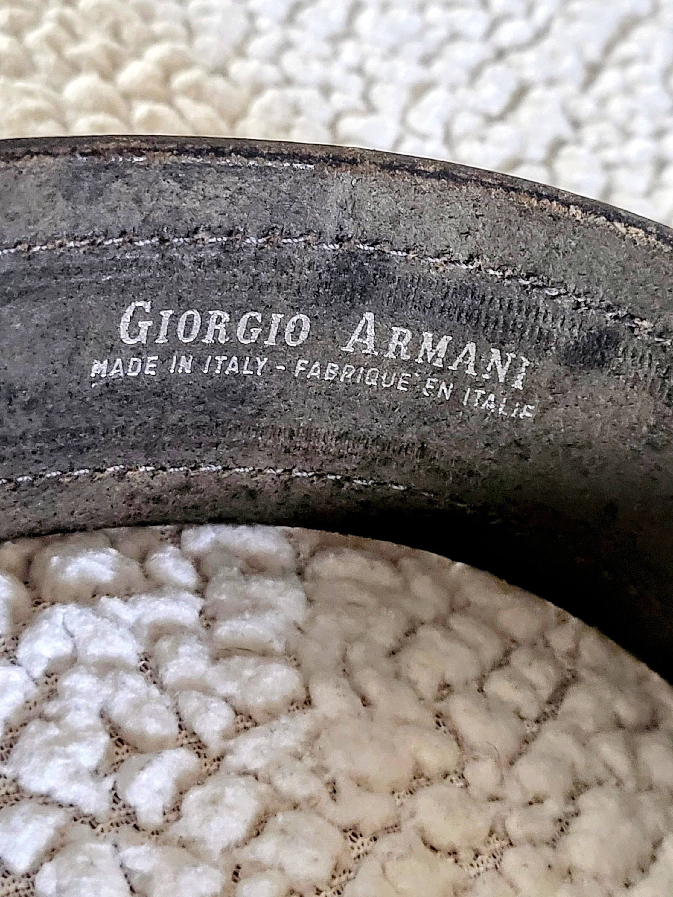 Vintage GIORGIO ARMANI Black Genuine Leather Wide Belt 