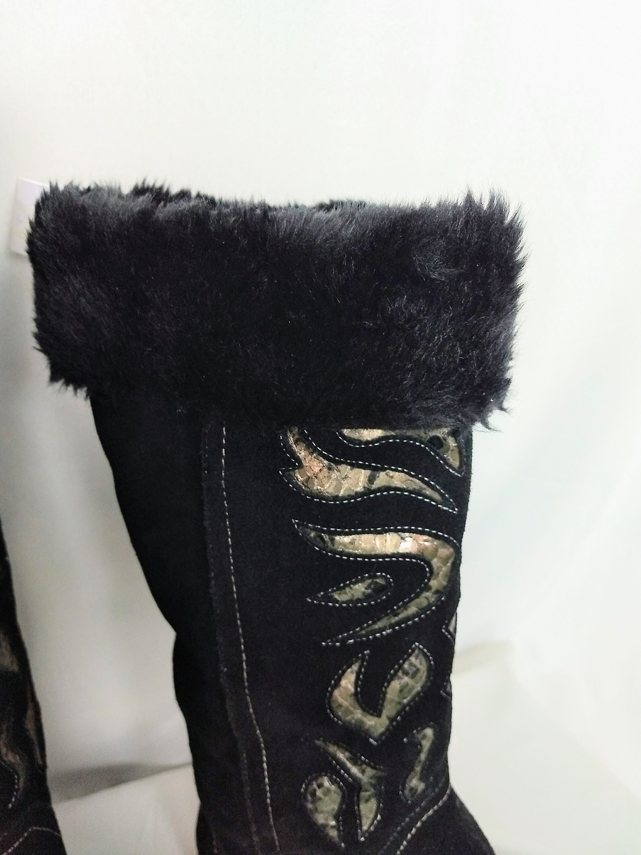 VTG tamaño 10 10 10 Mujer botas negro Slouch botas Winter ante botas botas with Faux Fur Flat negro ante botas Winter botas with Fur Lining,No562 15684a VTG tamaño 10 10 10 Mujer botas negro Slouch botas Winter ante botas botas with Faux Fur Flat negro ante botas Winter botas with Fur Lining,No562 15684a