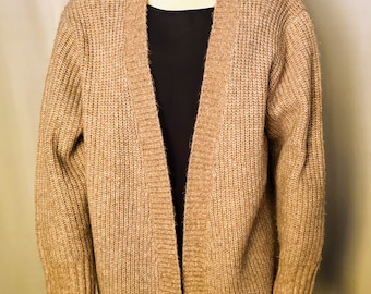 Vintage 90s Brown Cable Knit Cardigan - Etsy