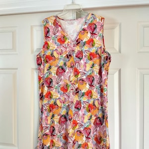 Bloemen zomerjurk/eenvoudig kleurrijk mouwloos V-hals A-lijn casual losse Boho zachte stof tankjurk/plus size XXL jurk/2X jurk/N0.640