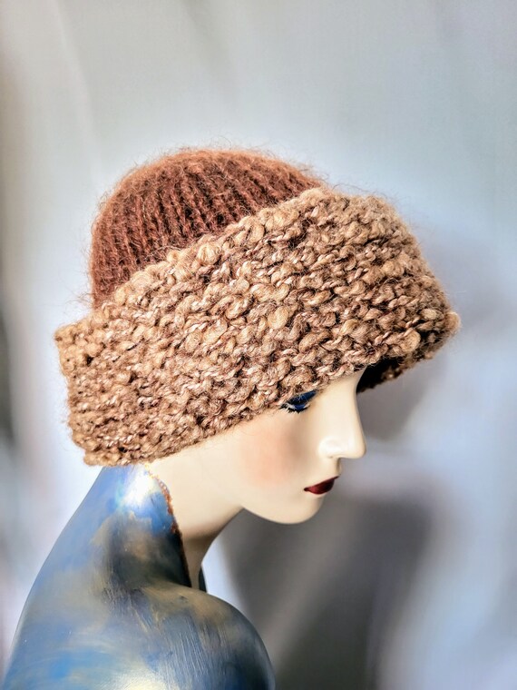 Two Tons Hand Knitted Winter Beannie Hat with Bro… - image 4