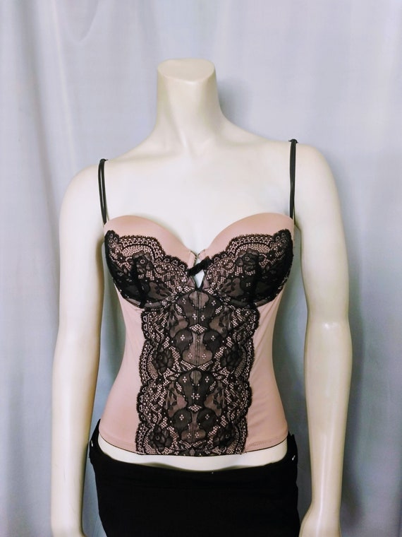 Size 38C Shapeware Pushup Bra/Black Lace Corset/N… - image 2