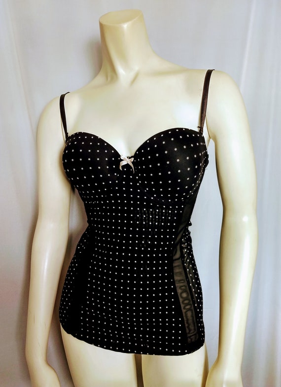 Black Polka Dots Body Shaper With Padded Bra/adjustable Straps Black and  White Comfortable Body Smoothe/size M/size Medium Lingerie/ No.529 -   Canada