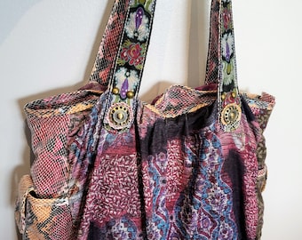 Rare TRACY PORTER Shoulder Bag/Unique Colorful Design Soft Fabricand Zippered Closure Handbag/Gift For Her/Gift Idea/No.906