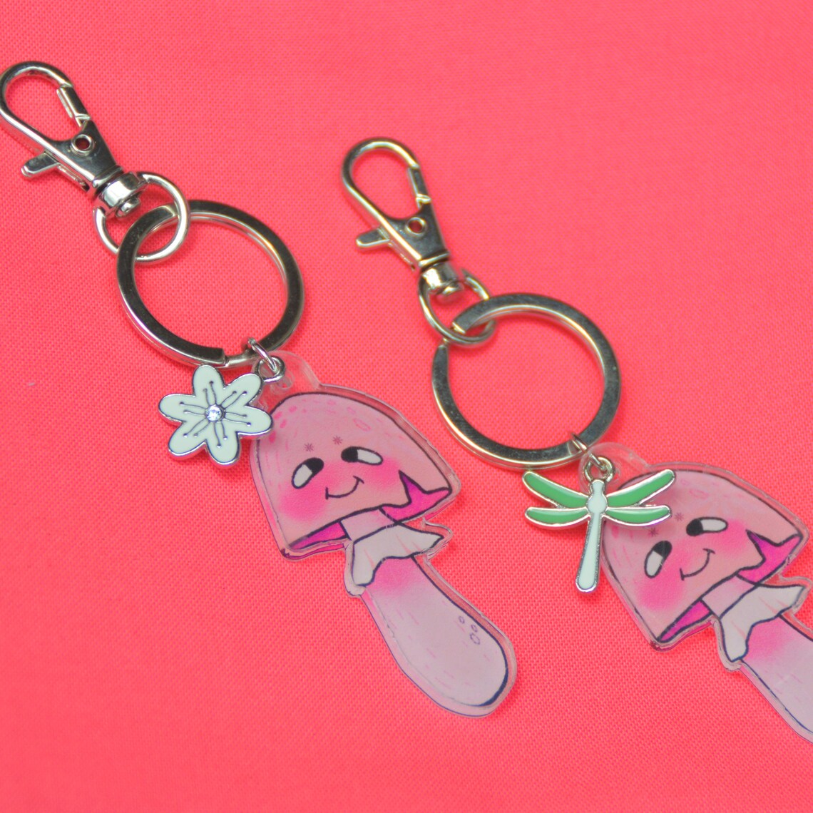 Happy mushroom keychain Etsy