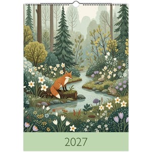 Wall Calendar 2027 Planner 2 Sizes Home Decor Woodland Forest Animals Gift Idea Calendars Birthday Mothers Day Cottagecore Nature Lover
