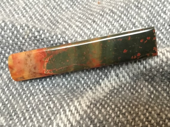 Picture jasper tie clip/Red and green mans tie bar/ stone tie bar/ one of a kind jewelry/ art clips