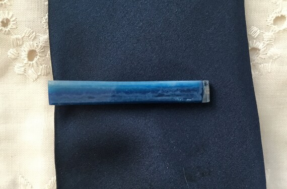 Blue agate mens tie clip/ blue stone / mens suit accessories/ mens office attire/stone tie bar