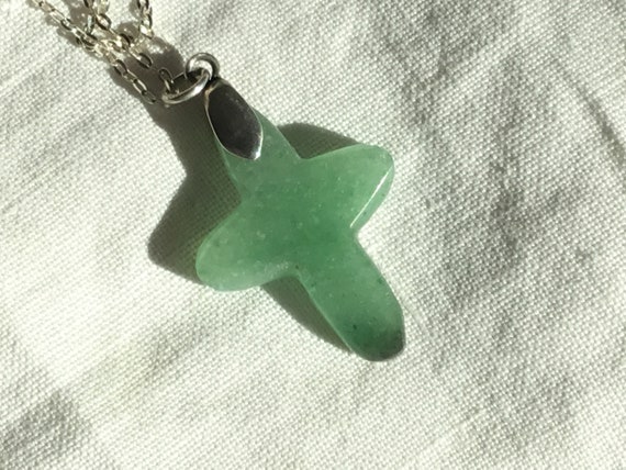 Irish Green cross/stone and sterling/small green cross / childs cross/religous jewelry/spiitual jewelry/ irish green cross/jade jewelry