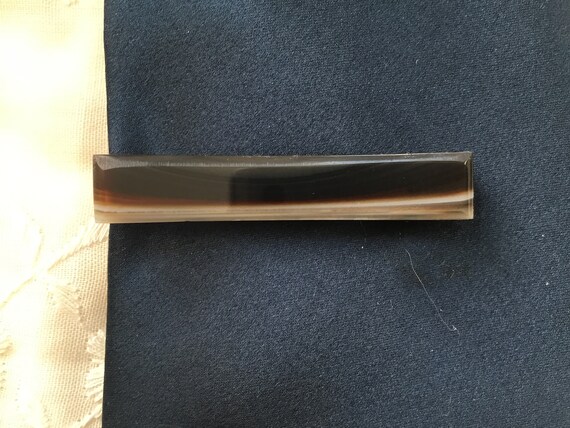 Black and white tie clip/coffee and cream color mens tie accessories/hand cut and polished tie bars/ gentlemen's attire/clip art