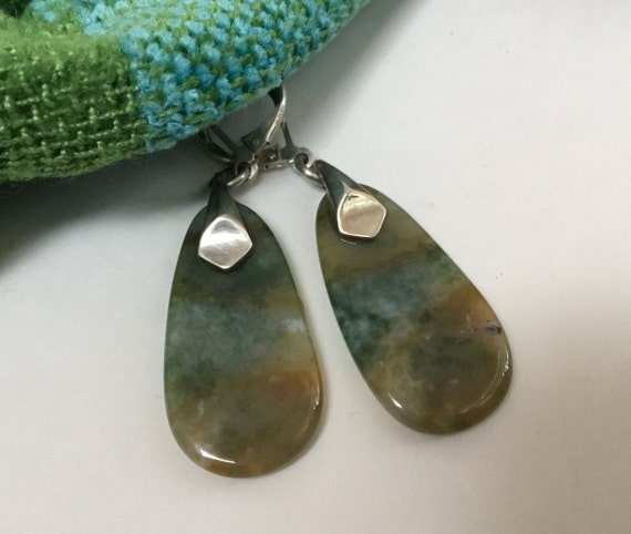 Green dangle earrings/pastel blue green stone drops/multicolor green stone earrings.Womans jewelry. Free shipping.only stone jewelry