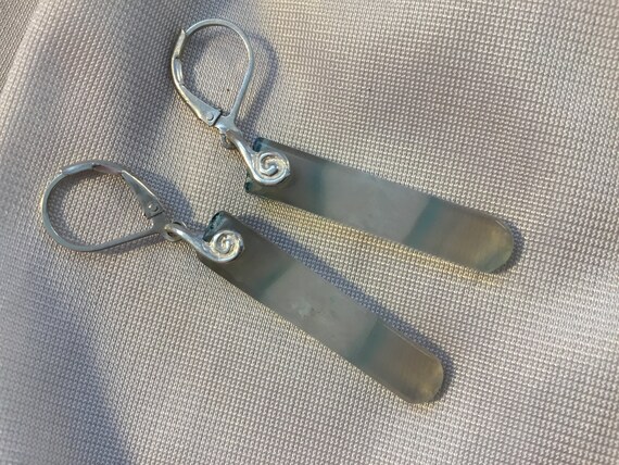 Blue stone drop earrings/ Light blue dangles/ Glass earrings/ Stone and sterling/baby blue earrings