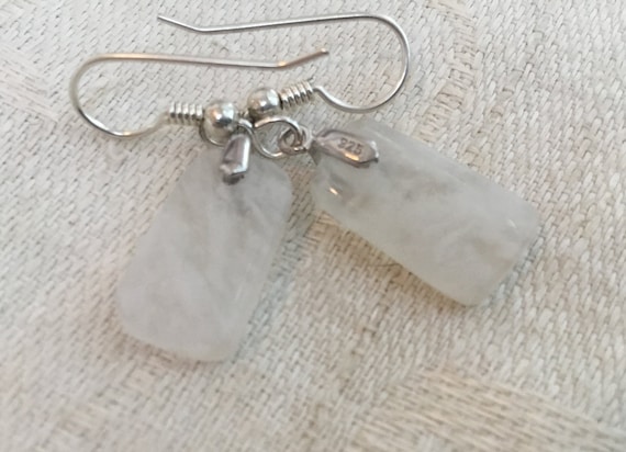 White dangle earrings/handmade geode jewelry/small white agate earrings/womans jewelry/small white stone earrings/ice stone