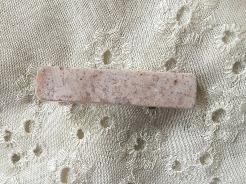 Suit accessories for men Pastel pink stone tie clip. White mans tie bar