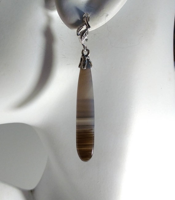 Blue grey dangle earrings/Blue agate and sterling earrings/Gray stone And silver jewelry/ free shipping/womans jewelry/