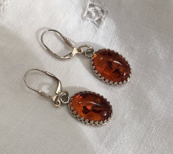 Amber oval drop earrings/ Amber and filigree/ Evening jewelry/womens jewelry/gift for her