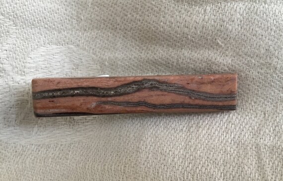 wood tie clip/ banded rhyolite /suit and tie accessories/mens accessories/ gift for man/ free shipping /stone tie clip