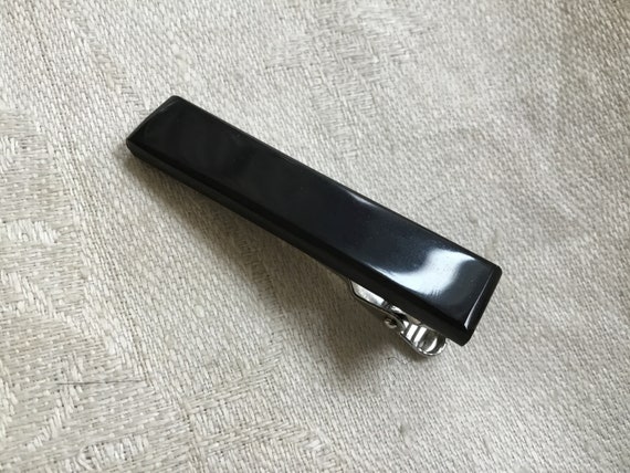 Black tie clip/ onyx tie bar/ black suit accessories/mens office attire/matching father and son set/Black onyx/professional man