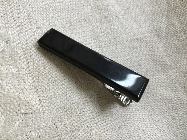 Black tie clip onyx tie bar black suit accessoriesmens office attireblack stonefree shippingStrength and staminaprofessional man