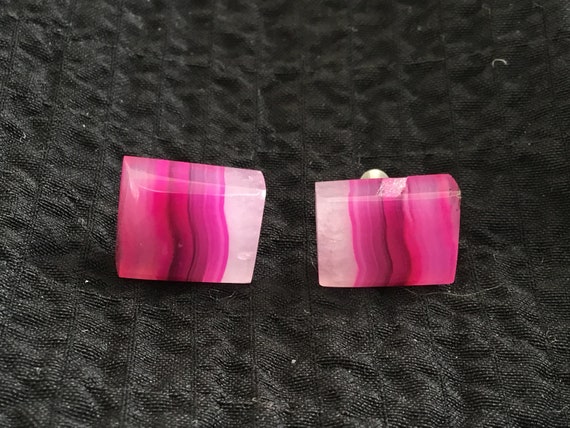 Purple studs/ pink stone earrings/ mauve square studs/purple agate jewelry/Womans stocking stuffer