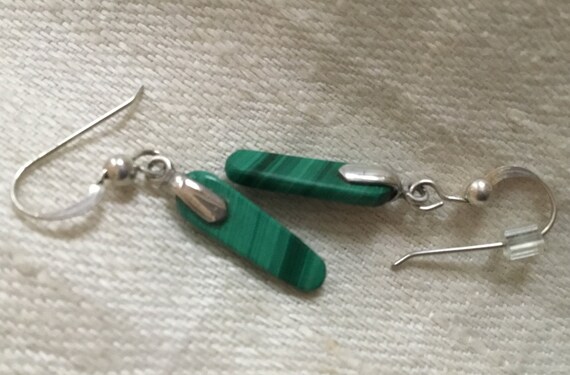 Small green malachite earrings/green stone earrings/malachite jewelry/ womans jewelry/christmas earrings