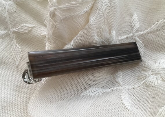 Dark brown tie clip/ natural agate tie clip/ stone tie bar/ clip art/ mens office attire/