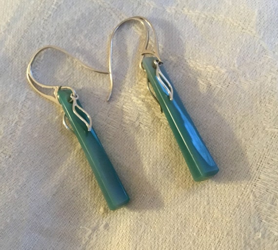 Green aventurine dangles/womans drop earrings/christmas jewelry/sterling earrings/ stone jewelry