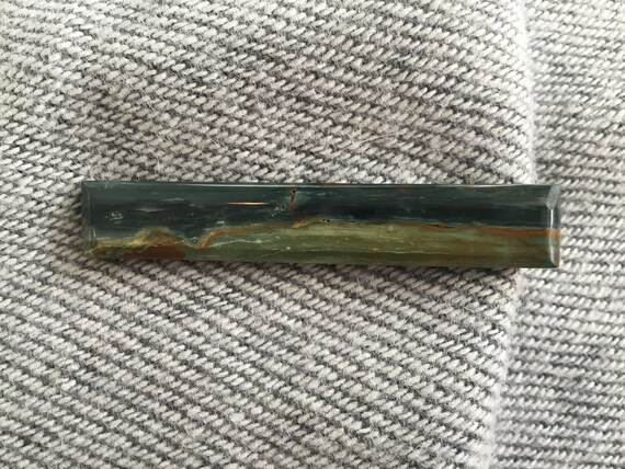 gary green tie clip/ blue green tie bar/petrified peat / mens tie clip/ green stone tie accessories/ gary green bog wood