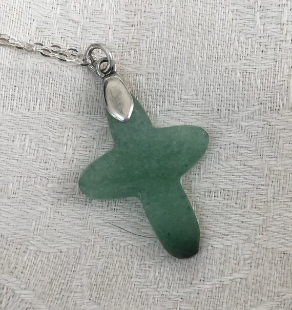 Irish Green cross/stone and sterling/small green cross / childs cross/religous jewelry/spiitual jewelry/ irish green cross/jade jewelry