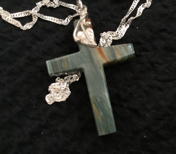 Gary green bog cross/petrified peat cross/green cross pendant/womans religous jewelry