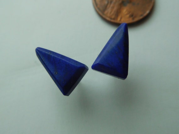 Blue Triangle studs/Small lapis studs/Girls jewelry/ Womans jewelry/Lapis Lazuli jewelry