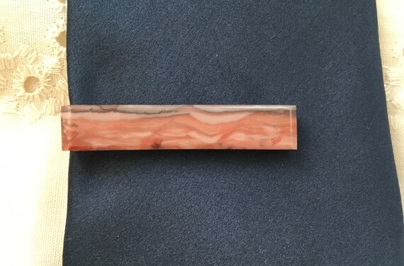 Red/ pink flint mens tie clip/abstract stone tie clip/tie accessories/Formal wear