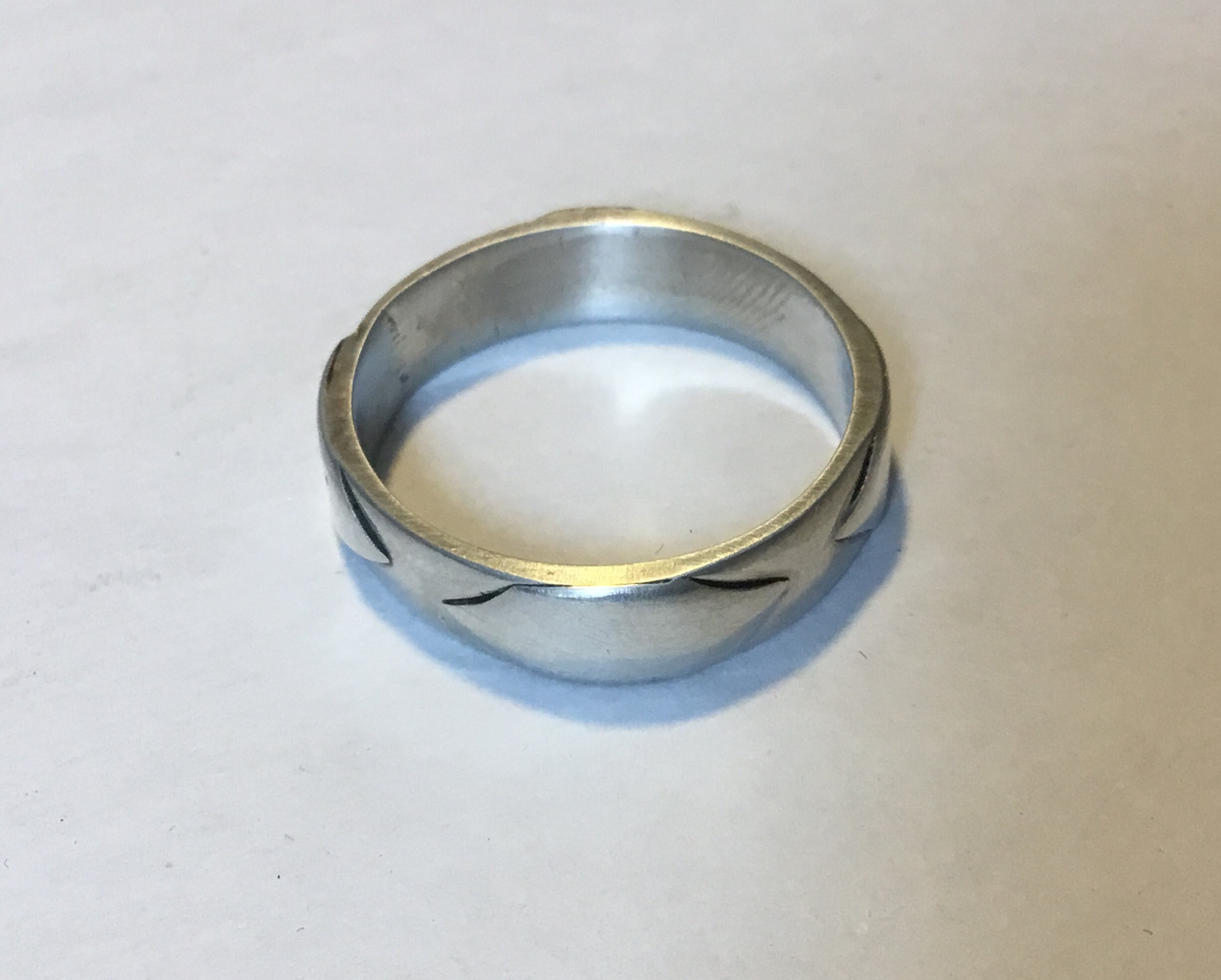 Lex /& Lu 10k White Gold 5mm Bevel Edge Comfort Fit Band Ring