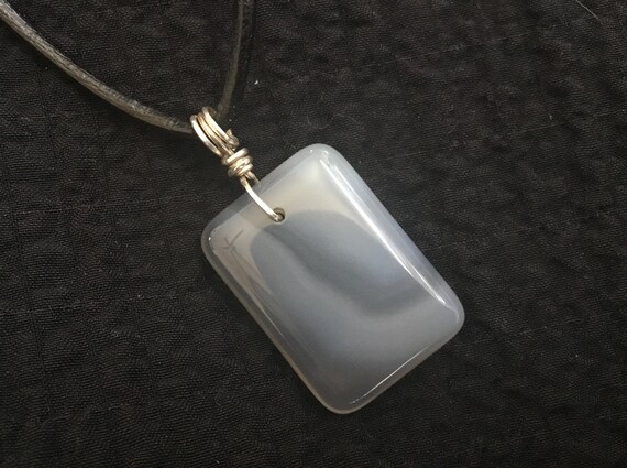 Gray stone pendant necklace/mans rawhide and stone pendant/unisex jewelry/storm grey jewelry/ shades of gray