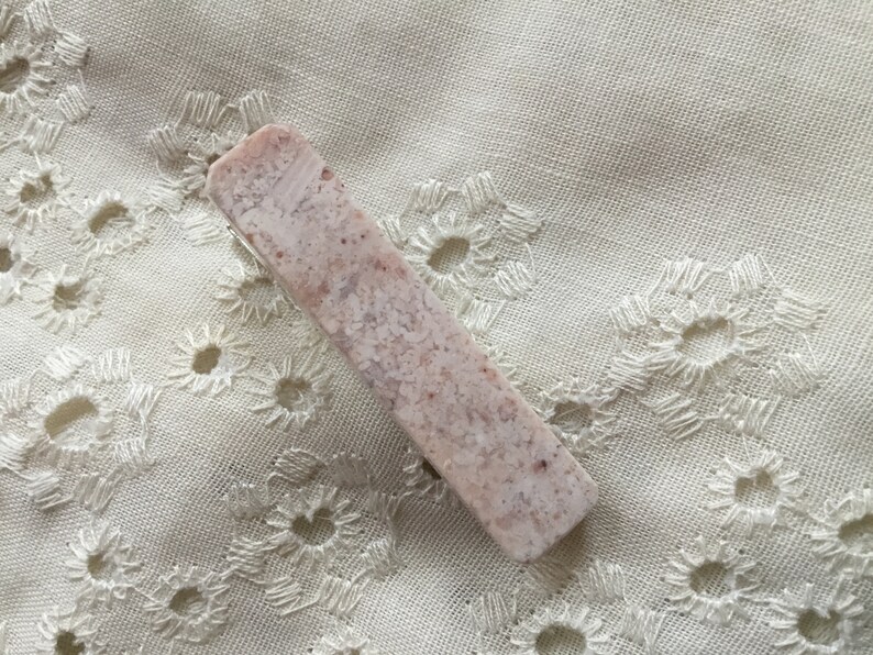 Suit accessories for men Pastel pink stone tie clip. White mans tie bar