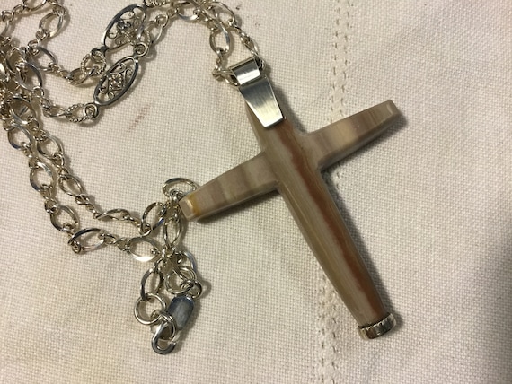 Rose pink cross necklace.Stone Pectoral cross. Man or womans cross.pastel pink cross..christian jewelry.medium size cross,statement cross